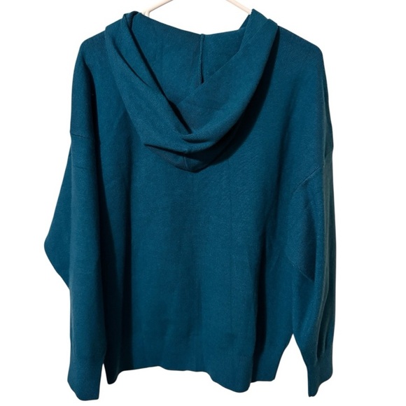 🌹NWT: MEROKEETY TEAL OVERSIZED RIBBED PULLOVER KNIT HOODED SWEATER - Picture 6 of 7